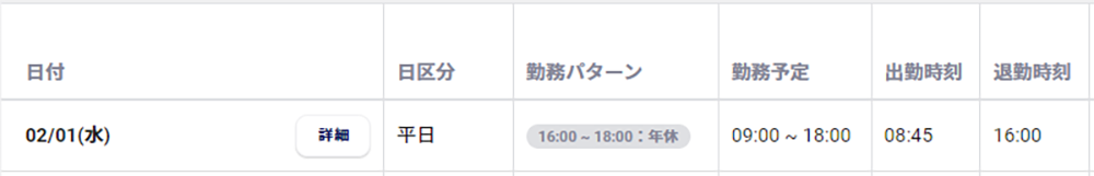 時間単位休暇の取得表示の変更